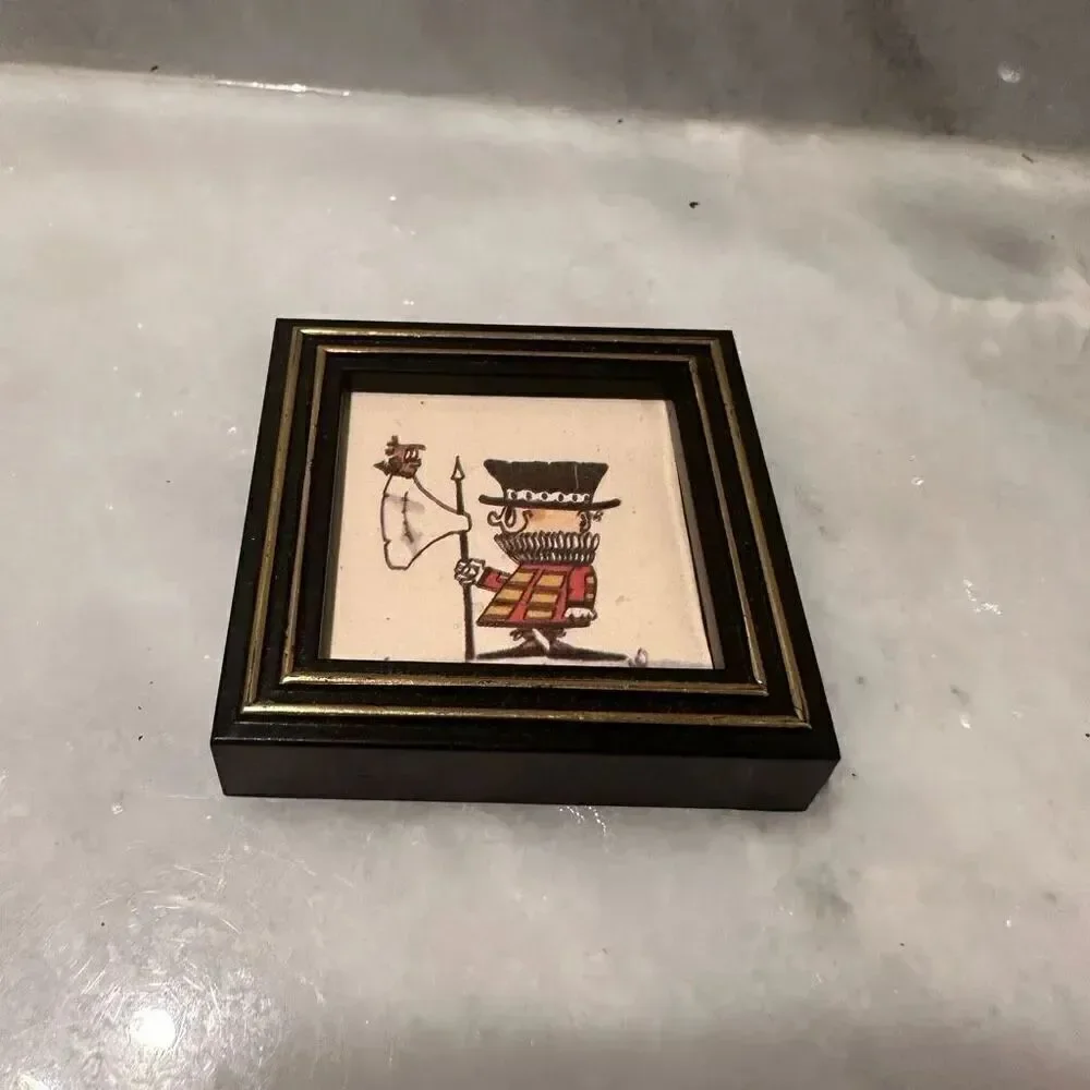 Vintage Rare Framed London-Themed Tile Handmade Art Set of 8